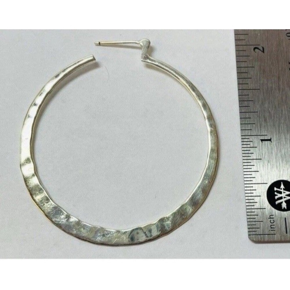 Silpada Sterling Silver Hammered Hoop Earrings P1287 HTF RARE - Picture 3 of 5